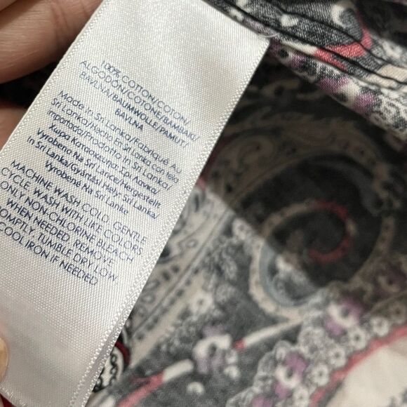 Chaps Women’s Multi Paisley Print No Iron Button Down Shirt Sz-L - Picture 6 of 7